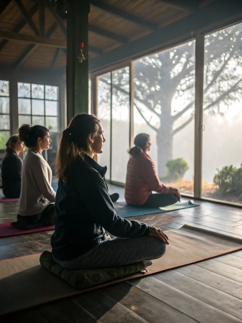 An image depicting a group of young athletes participating in a mental preparation workshop, focusing on mindfulness and visualization techniques, set in a bright and supportive environment.